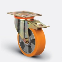 ROULETTE POLYURET PIVOTANT JANTE ALU-100X35MM-EMES