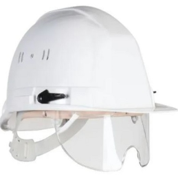 CASQUE DE CHANTIER BLANC AVEC LUNETTE INTEGREE