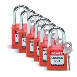 PACK 6 CADENAS DE CONSIGNATION ROUGE 38MM-BRADY