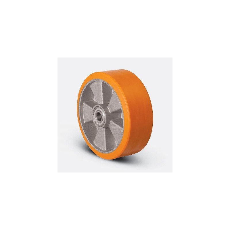 ROUE POLYURETH JANTE ALU-125X37MM-AXE - 15MM-EMES
