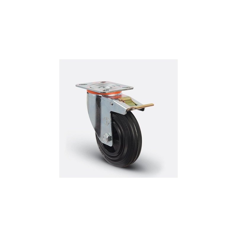 ROULETTE CAOUTCHOUC PIVOT JANTE POLY-125X37MM-EMES