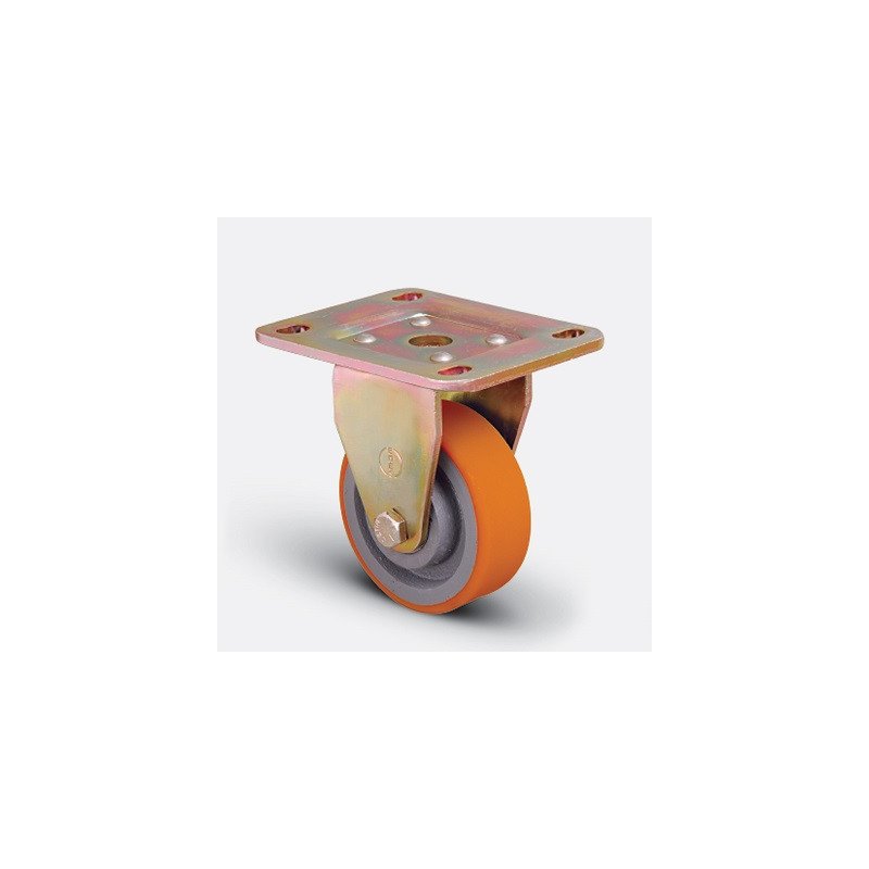 ROULETTE POLYURETH FIXE JANTE FONTE-200X50MM-EMES