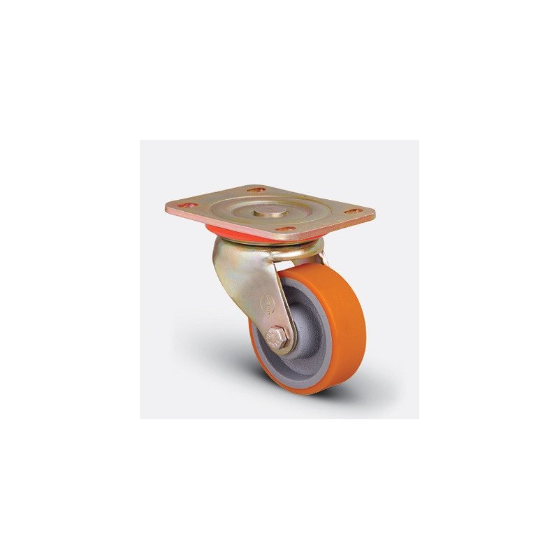 ROULETTE POLYUR PIVOTANT JANTE FONTE-125X40MM-EMES
